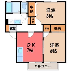 宇都宮駅 バス20分  楡木街道入口下車：停歩5分 2階の物件間取画像